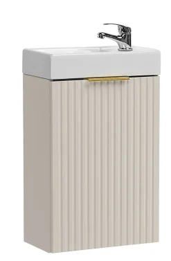 Ensemble meuble lave-mains suspendu ADEL cachemire avec le lavabo FIKA 40 cm