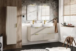 Ensemble meuble lave-mains suspendu ADEL cachemire avec le lavabo FIKA 40 cm