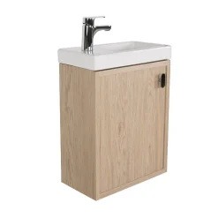 Ensemble meuble lave-mains décor chêne FRAME + robinet