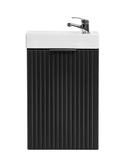Ensemble meuble lave-mains suspendu ADEL noir avec le lavabo FIKA 40 cm