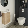 Ensemble meuble lave-mains Imandra effet chêne l.44 cm + plan vasque lave-mains blanc en céramique Nira
