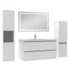 Ensemble meuble Salle de Bain 100cm avec colonne et miroir lumineux 3 couleurs blanc