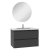 Ensemble meuble Salle de Bain Anthracite 80cm simple vasque + miroir lumineux rond