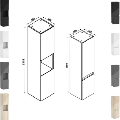 Ensemble meuble salle de bain 100 cm Chêne Wotan brillant avec 2 tiroirs, lavabo céramique simple + deux colonnes, suspendu