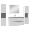 Ensemble meuble Salle de Bain 100cm avec colonne + miroir lumineux dimmable blanc