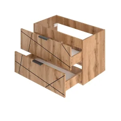 Ensemble meuble simple vasque encastree 80cm et colonne Teren Bois