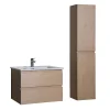 Ensemble meuble simple vasque 60cm avec vasque et colonne SORRENTO Décor chêne