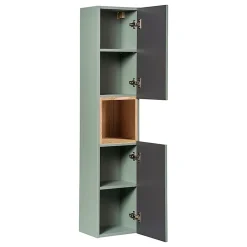 Ensemble meuble simple vasque 100cm et colonne Jade Vert et Bois