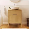 Ensemble meuble simple vasque 60 cm chêne + vasque ALASKA