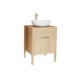 Ensemble meuble simple vasque 60 cm chêne + vasque ALASKA