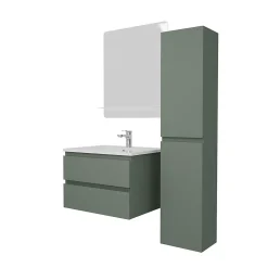 Ensemble meuble simple vasque SORRENTO 60 cm + robinet + miroir + Colonne