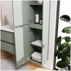 Ensemble meuble simple vasque SORRENTO 60 cm + robinet + miroir + Colonne