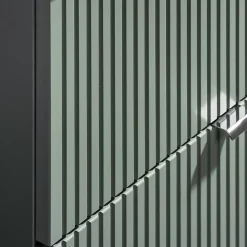 Ensemble meuble simple vasque encastree 60cm 2 tiroirs et colonne Jade Vert et Bois