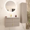 Ensemble meuble simple vasque encastree 80cm et colonne Izae Cachemire