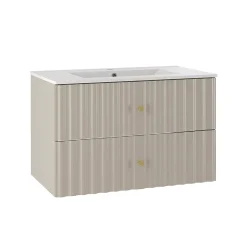 Ensemble meuble simple vasque encastree 80cm et colonne Izae Cachemire