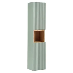 Ensemble meuble simple vasque 80cm 2 tiroirs et colonne Jade Vert et Bois