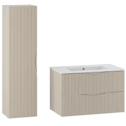 Ensemble meuble simple vasque encastree 80cm et colonne Tao Cachemire