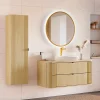 Ensemble meuble simple vasque 120cm et colonne Mila Bois