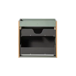 Ensemble meuble simple vasque 80cm 2 tiroirs 2 niches et colonne Jade Vert et Bois