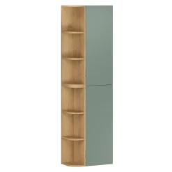 Ensemble meuble simple vasque 100cm niches arrondies et colonne Oria Vert mat