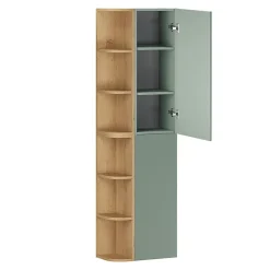 Ensemble meuble simple vasque 100cm niches arrondies et colonne Oria Vert mat