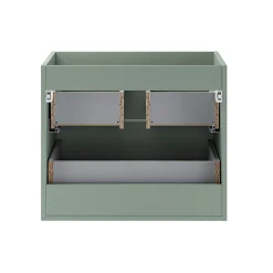 Ensemble meuble simple vasque 100cm niches arrondies et colonne Oria Vert mat