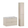 Ensemble meuble simple vasque encastree 80cm et colonne Azel Cachemire