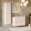 Ensemble meuble simple vasque encastree 80cm et colonne Sanae Beige sable