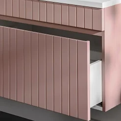 Ensemble meuble simple vasque encastree 80cm et colonne Zelie Rose