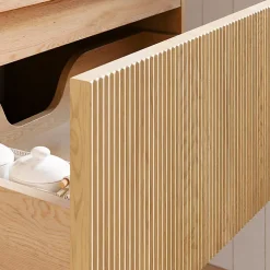 Ensemble meuble simple vasque encastree 80cm et colonne Isaline Bois