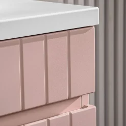Ensemble meuble simple vasque encastree 100cm et colonne Zelie Rose