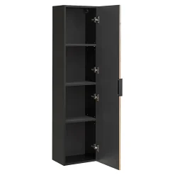Ensemble meuble simple vasque 100cm miroir LED et colonne Gaia Bois et Noir - Vasque Noir