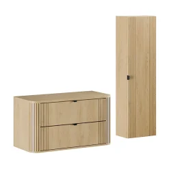 Ensemble meuble sous vasque 100cm et colonne Mila Bois