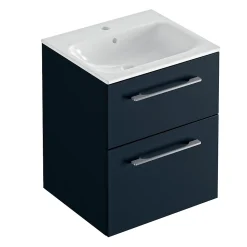 Ensemble meuble sous vasque l.55 cm bleu + vasque céramique Selva Geberit