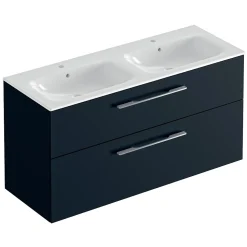 Ensemble meuble sous vasque l.130 cm bleu + vasque céramique Selva Geberit