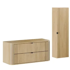 Ensemble meuble sous vasque 120cm et colonne Mila Bois