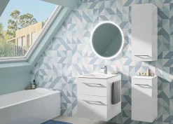Ensemble meuble sous vasque l.55 cm blanc + vasque céramique Selva Geberit