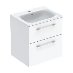 Ensemble meuble sous vasque l.55 cm blanc + vasque céramique Selva Geberit