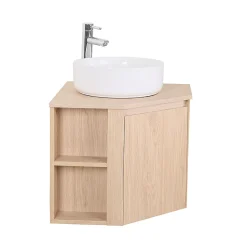 Ensemble meuble sous vasque d'angle SORRENTO + vasque blanche