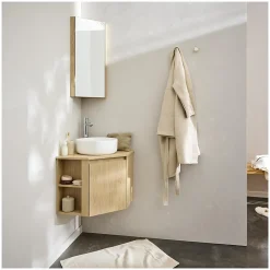 Ensemble meuble sous vasque d'angle SORRENTO + vasque blanche