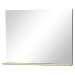 Ensemble meuble sous-vasque 2 tiroirs l. 80 cm + plan vasque + miroir, décor bois, Tolima