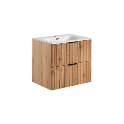 ENSEMBLE MEUBLE VASQUE 60 CM AVEC CéRAMIQUE SKY FINITION CHêNE WOTAN ADEL OAK