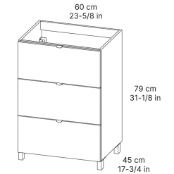 Ensemble meuble vasque blanc mat l.60 cm + plan vasque blanc en céramique + miroir, Otto