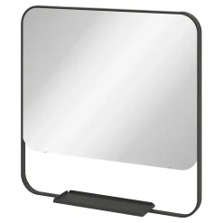 Ensemble meuble vasque faible profondeur noir avec porte-serviettes l.85 x H.82 x P.36 cm + plan vasque blanc résine + miroir, GoodHome Maza