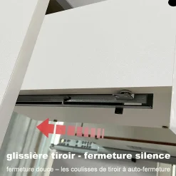 Ensemble meuble vasque L.100cm blanc 2 tiroirs + lavabo + colonne