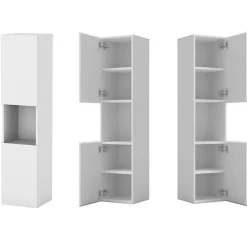 Ensemble meuble vasque L.100cm blanc 2 tiroirs + lavabo + colonne