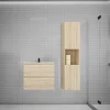 Ensemble meuble vasque L.60cm chêne 2 tiroirs + lavabo + colonne