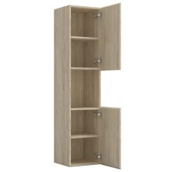 Ensemble meuble vasque L.60cm chêne 2 tiroirs + lavabo + colonne