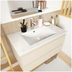 Ensemble meuble vasque SORRENTO 80cm avec robinet, miroir et colonne