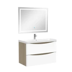 Ensemble meubles Salle de Bain 80cm simple vasque + miroir lumineux
